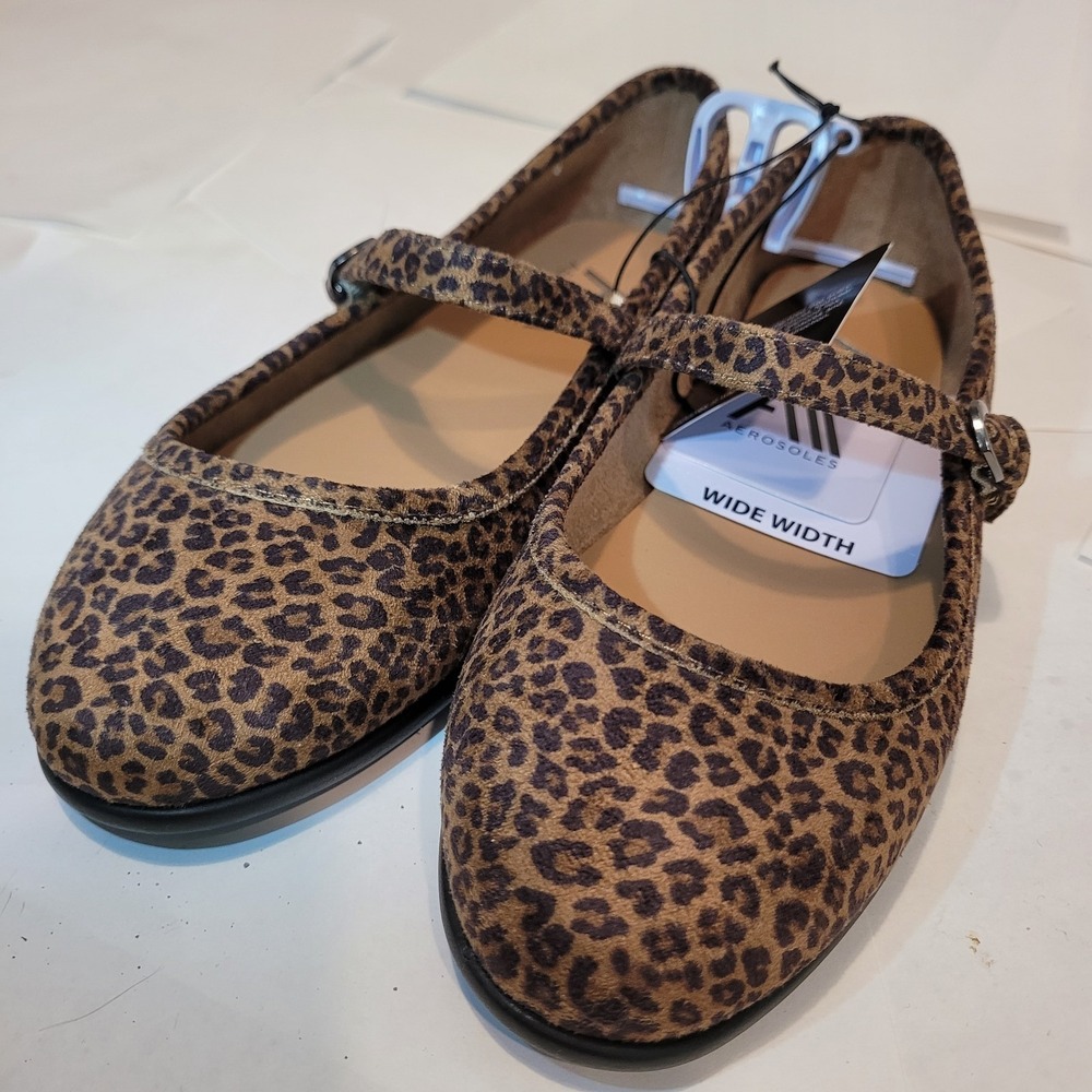 Aerosoles All Womens 7W Mary Jane Flats Leopard Print‎ Wide Width Cushioned NEW - Picture 4 of 8